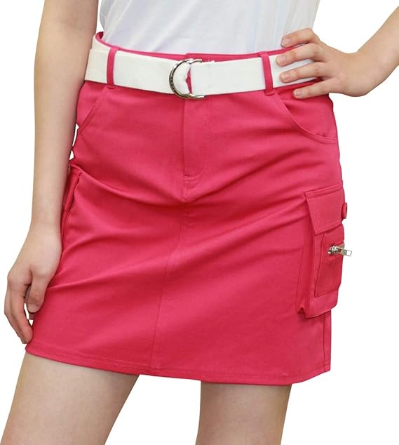 Amazon 7607 Pk 3l 後ろポケットストレッチカーゴスカート 大きいサイズ カーゴスカート ピンク デルソル ゴルフ ゴルフウェア レディース スカート 通販