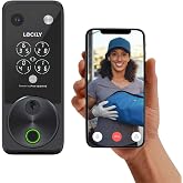 Lockly Vision Zeno Smart Lock with Video Doorbell Camera/Apple Home Key | Fingerprint Deadbolt for Front Door, PIN Genie Keypad, Voice/App Remote Control Control, 2 Rechargeable Batteries, IP65