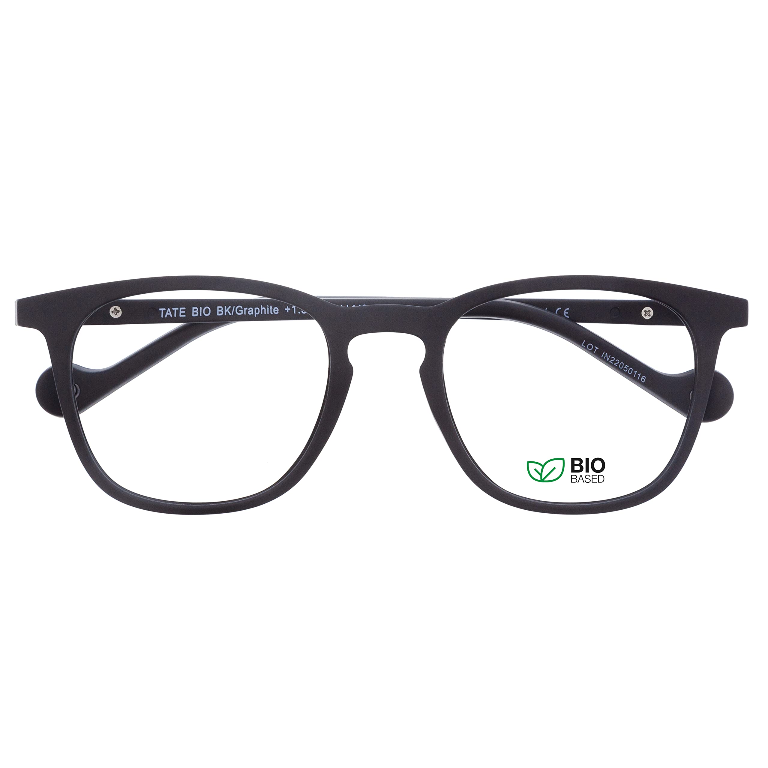 DIDINSKY CherryDIDINSKY readers presbyopia reading glasses anti blue light for men and women. Rubber touch, flexible temples and anti-reflective lenses. Graphite +2.5 - TATE BIO