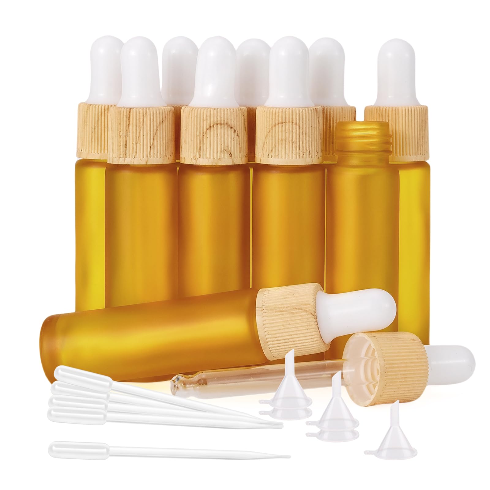 Ellbest 10ml Essential Oil Dropper Glass Bottle 10pcs Colorful Dropper Glass Bottles with Eye Dropper, Reusable Bottle, perfect for Travel, Carrying Outside (Matte Yellow)