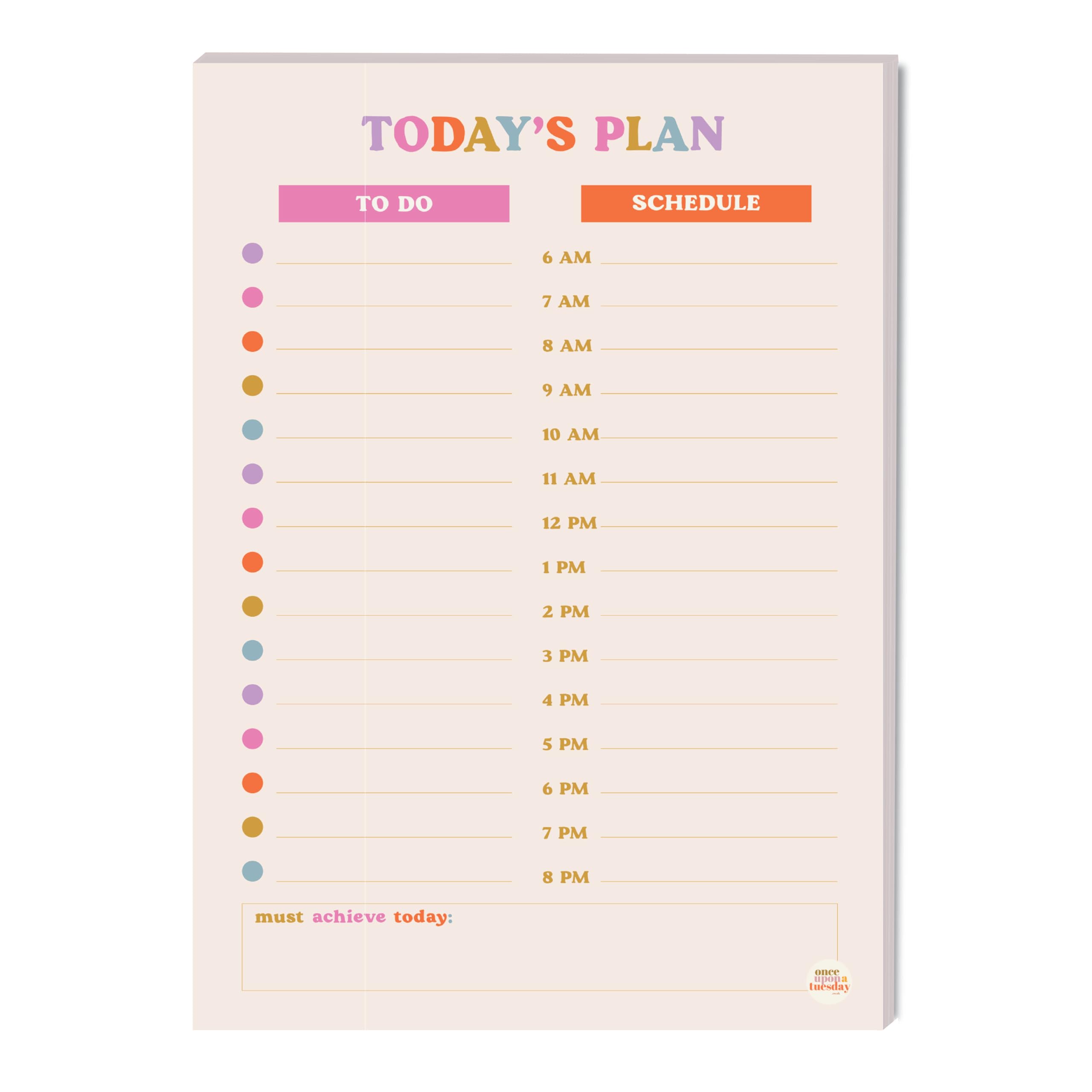 Good Tuesday, A5 Daily Planner Pad, Compact & Colourful Undated Desk Pad - 50 Tear-Away Pages - To-Do List & Daily Schedule - Vegetable Based Inks, 115gsm Paper, 100% Recycled, UK Made