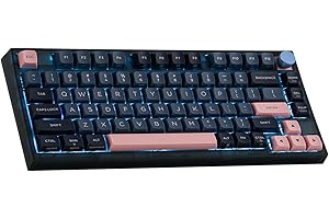 EPOMAKER SKYLOONG GK75 Lite Gasket-like Mount Wired Gaming Keyboard with A Rotary Knob, Hot Swappable Mechanical Keyboard, Programmable Custom Keyboard, for Win/Mac (Blue Pink, Gateron Optical Yellow)