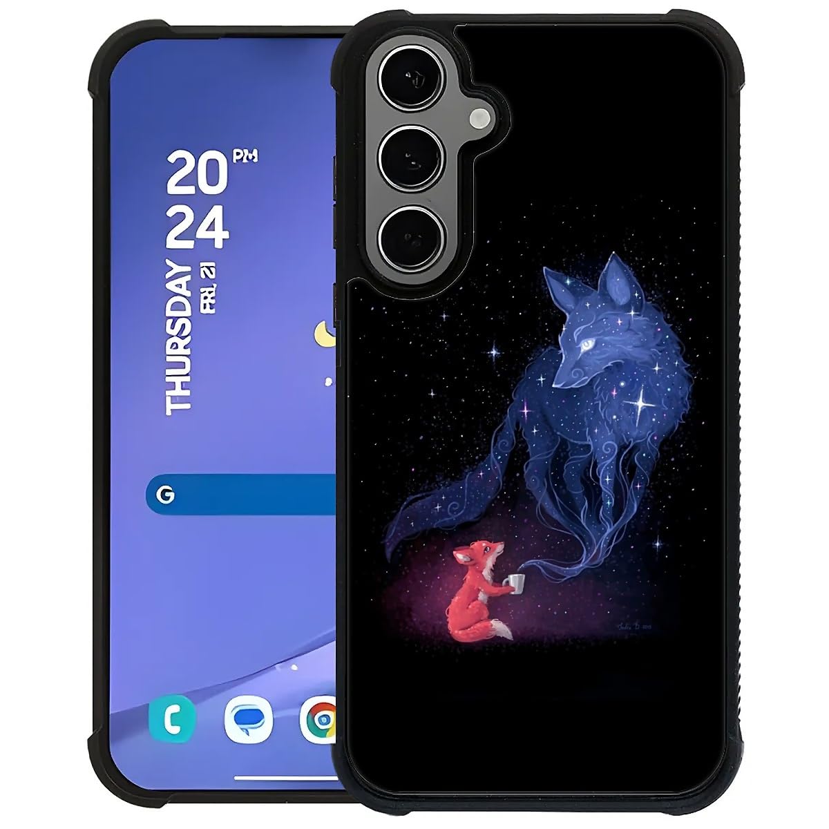FKBRCL4U for Samsung Galaxy S24 S25 Plus Case, Galaxy Fox Wolf Pattern Graphic Design Girl Boy Soft Silicone Hard Acrylic Shock Protection for Samsung Galaxy S24 S25 Plus