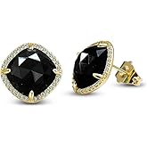 Obsidian Earrings, Dainty Black Stud Earrings for Women, Gold Tone Black Jewelry for Her