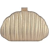 Twievo Women's Shell Shaped Clutch Purse With Chain Strap,Handbag Shoulder Bag Ruched Crossbody Bag Elegant Evening Handbag