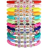 Behrooci Friendship Bracelets Boho Stackable Bracelets for Women Surfer Heishi Clay Bead Bracelets Stretch Preppy Bracelets Colorful Boho Bracelets for Women