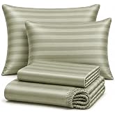 URBANHUT 100% Cotton Sheets Luxury 600 Thread Count Damask Full Size - Sage | High Thread Count Sateen Weave, Hotel Style Stripe - Soft &amp; Breathable, 16" Deep Pocket, Easy Care &amp; OEKO-TEX Certified