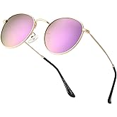 Small Round Polarized Sunglasses for Women Men Classic Retro Sun Glasses Circle Metal Frame Shades UV Protection