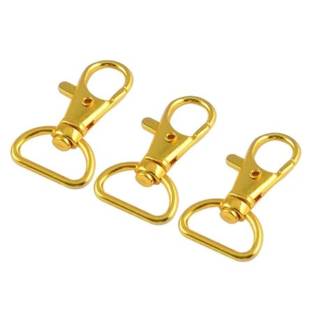 SODIAL(R) 3 Stueck Metall Goldfarbe Karabinerverschluss Drehbolzenhaken Schluessel halter