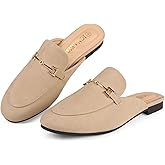 ignaxis Mules for Women Flats Round Toe Womens Mules Buckle Slip on Slides Backless Loafer Shoes