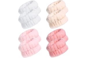 JANFUN Women's Microfiber Spa Wristbands for Face Washing - 8PCS Absorbent Sweatbands to Prevent Water Spillage Down Arms