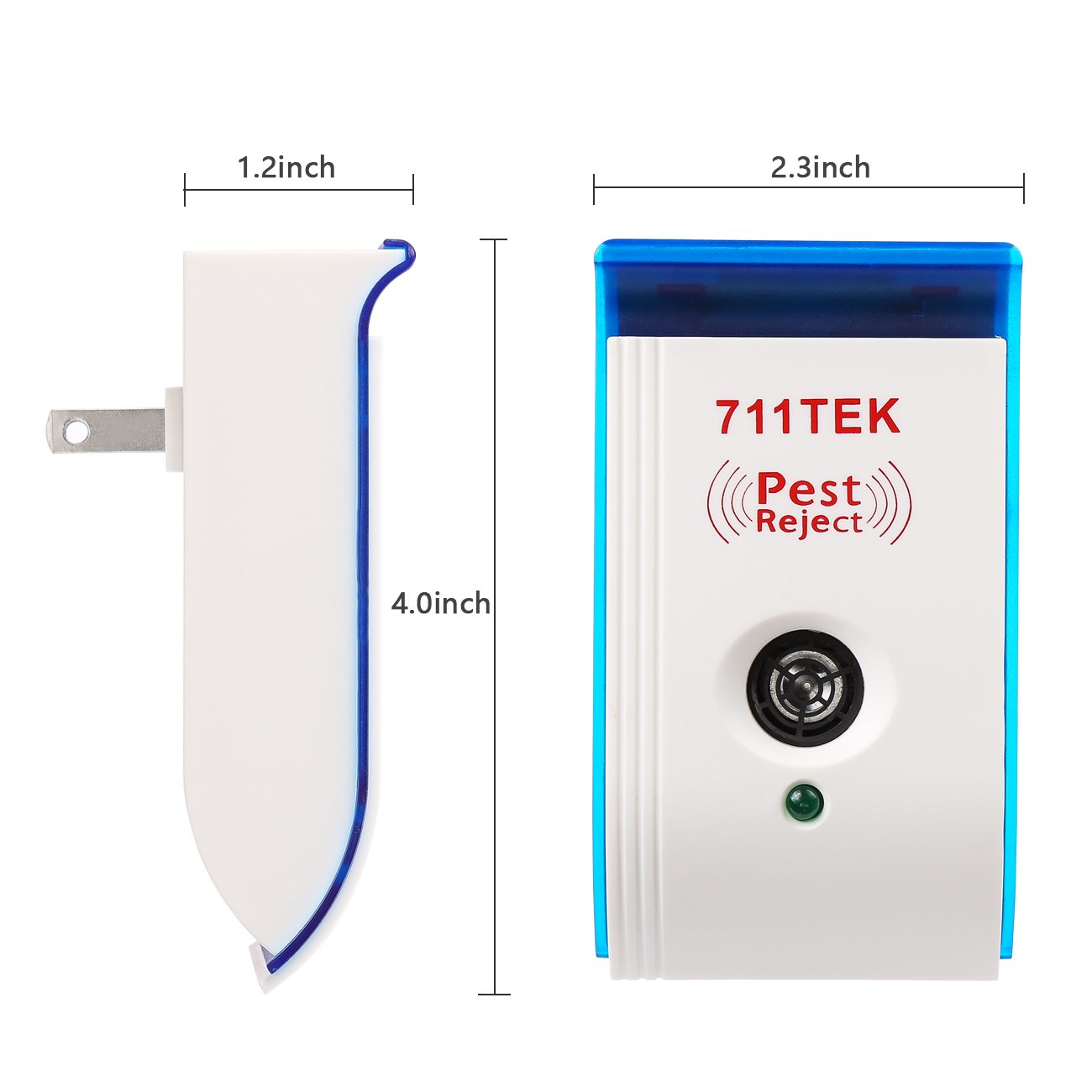 711TEK Ultrasonic Pest Repellent, ZS-2033 Electronic Pest Control Repeller Plug In, Pest Repeller for Mouse, Roaches, Bugs, Fleas, Mosquitoes, Spiders 4 Packs [2018 UPGRADED]