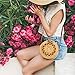YOUNG-X Crossbody Round Straw Rattan Bags,Women Weave Handmade Chic Shoulder Bag Leather Straps Summer Beach Vacay (20x8cm, Natural Straw)