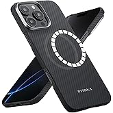 pitaka iPhone 16 Pro Case 6.3” - MagSafe Compatible, Ultra Slim with Caseless Feel, 600D Aramid Fiber Woven - Black/Grey (Twill)