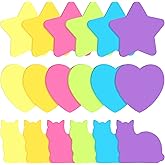 540 Pieces Heart Star Shaped Sticky Notes for Kids Colorful Fun Cute Adhesive Cat Sticky Notes for Reminders Messages Home School Office(Heart, Star, Cat Style)