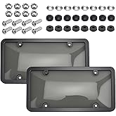 2 Pcs Clear License Plate Covers and Frames,Transparent License Plate Holders with Screws & Caps,Rust-Proof Auto Licenses Plates Protector Shields for Standard US Plates