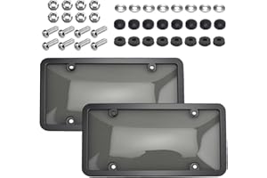 VVAG 2 Pcs Clear License Plate Covers and Frames,Transparent License Plate Holders with Screws & Caps,Rust-Proof Auto Licenses Plates Protector Shields for Standard US Plates