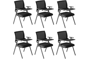 Conference Room Chairs Set of 6 Tablet Arm Breathable Mesh Seat Sturdy Frame for Meeting Training Center Office School Hotel(