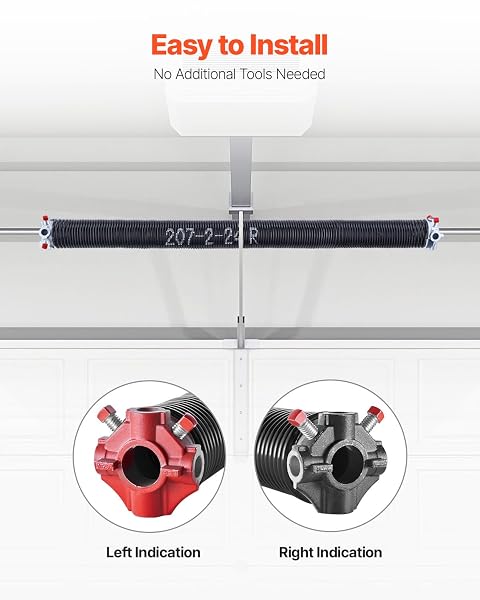 VEVOR GARAGE DOOR TORSION SPRINGS, PAIR OF 0.207 X 2 X 24 IN, 16000 CYCLES, ELECTROPHORESIS BLACK COATED FOR REPLACEMENT, GARAGE DOOR SPRINGS WITH NON-SLIP WINDING BARS, GLOVES AND MOUNTING WRENCH