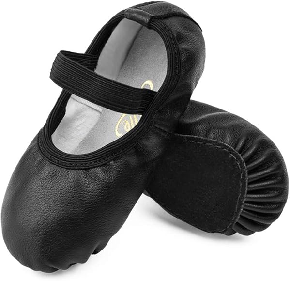 black leather ballet shoes