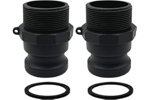 BITOTU 2PCS Camlock Fittings Poly Plastic NPT F-200 2" Type F Standard Couplings Cam lock Fittings Polypropylene Cam Groove Fitting Male Camlock with Male Threads (2 inch, Type F)