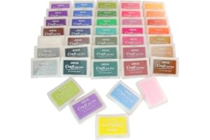 ROUCERLIN 40 Color Large Package Craft Ink Stamp Pads Set, Washable Stamp Ink Finger Paint for Kids, Scrapbooking Pads for Rubber Stamps DIY Cards, Scrapbooking, Paper, Painting