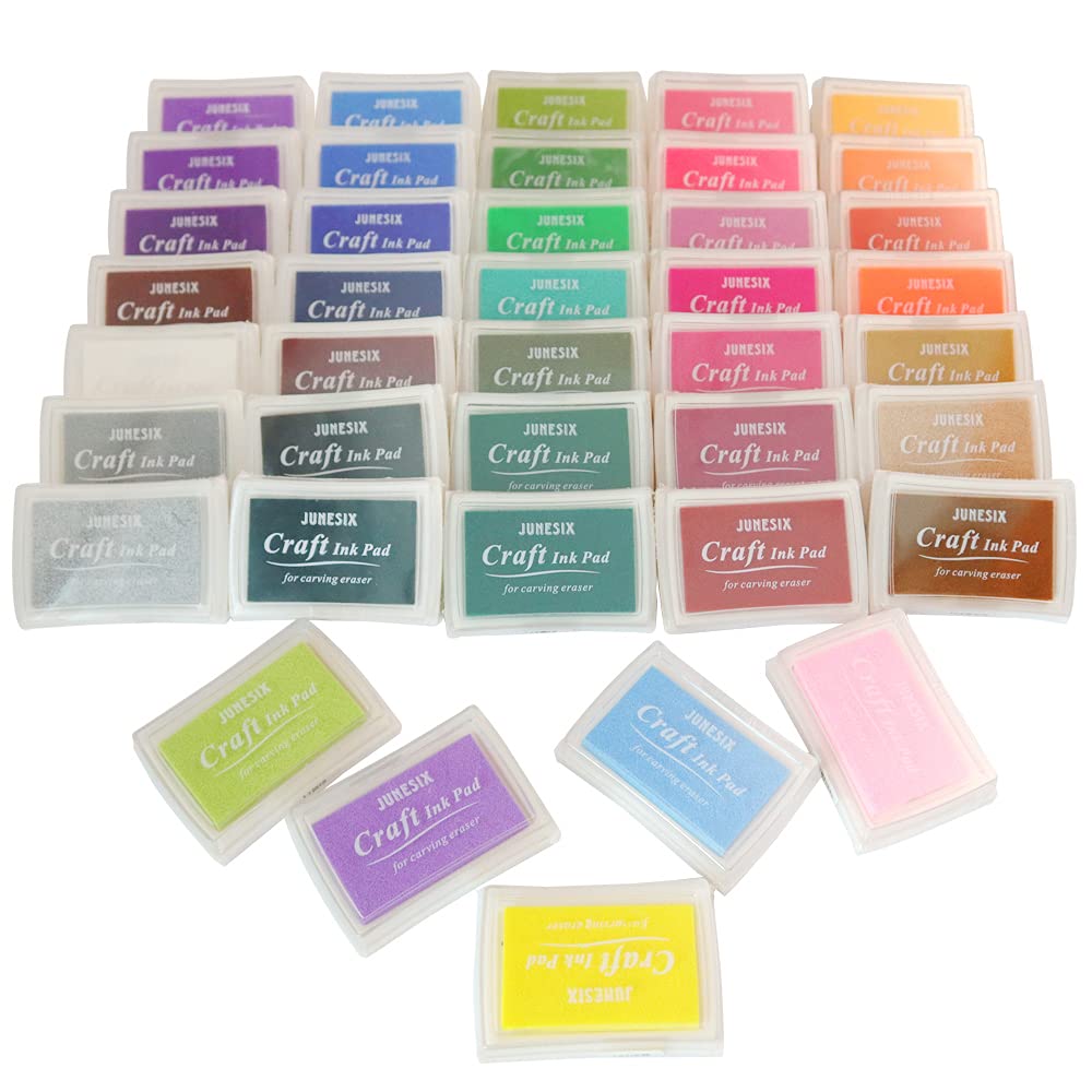 Photo 1 of 40 Color Large Package Craft Ink Stamp Pads Set, Washable Stamp Ink Finger Paint, Scrapbooking Pads for Rubber Stamps DIY Cards, Scrapbooking, Paper, Painting