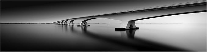 XXL Panoramabild als echtes Glasbild, Zeeland Holland die Zeeland Brug, Fineart Bild als Wanddeko Wandbild in Galerie Qualitä