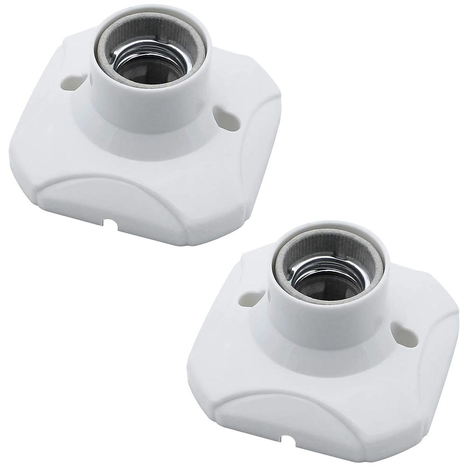 2Pcs E27 Light Bulb Socket Holder Screw square Ceramic Lamp Base for Bulb Halogen LED Lighting DIY Energy Saving Lamps Ceiling Socket White