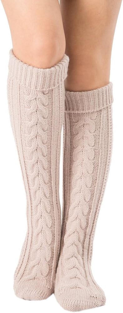 Women S Cable Knit Knee Socks High Long Boot Sock Leg Warmers Modern Boho Amazon Co Uk Clothing