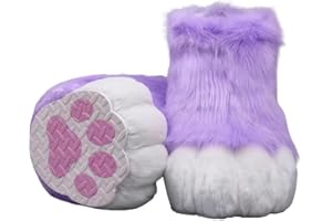 TURSUIT Fursuit feet paw Shoes kit Plush Furry Boots fursuit Costume paw Shoes Halloween Accessories Cosplay Costume Comic Exhibition (Purple, 9.84 in)