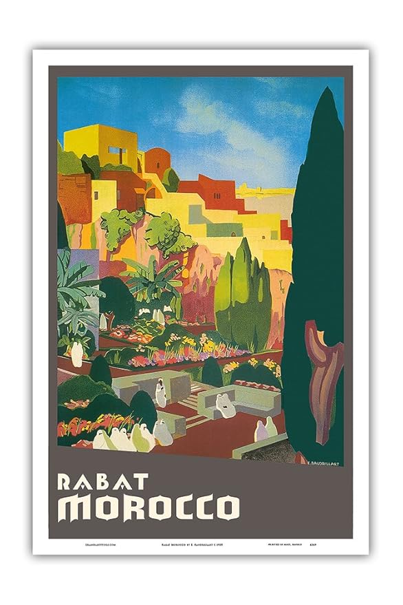 Rabat Morocco Vintage World Travel Poster by E
