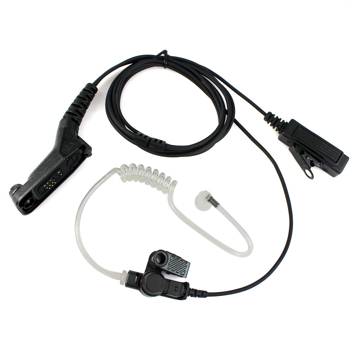 Retevis R-1M21 Walkie Talkie Earpiece Large PTT Acoustic Tube Earpiece Compatible with Motorola XPR Series XPR6000 XPR6550 DP4800 DP4801 P8268 Two Way Radio（1Pcs, Black）