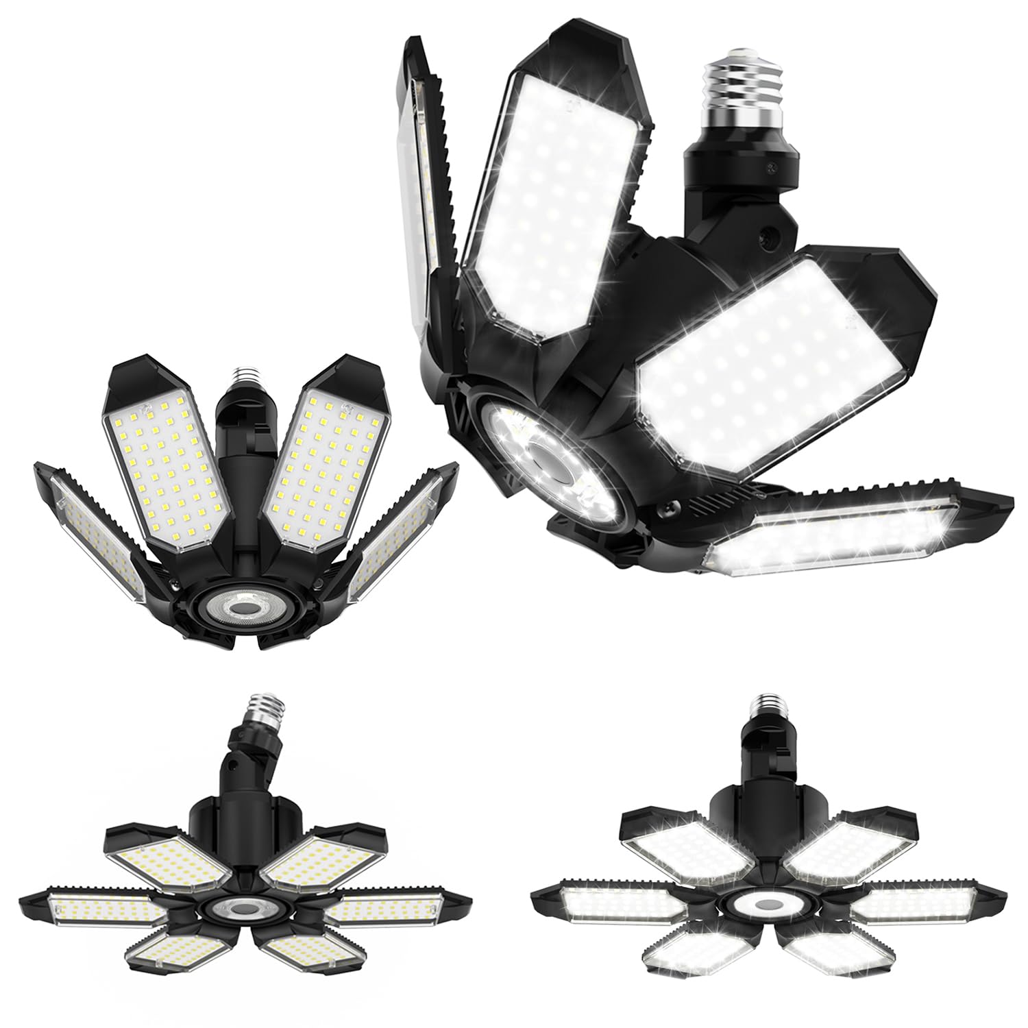 Photo 1 of *PARTIAL SET*
Adiding Rotatable LED Garage Light 4 Pack, 48000Lm Super Bright Basement Lighting Fixture w/ 6 Adjustable Panels Screw in E26 E27 Bulb Base for Workshop Attic Barn Ceiling Warehouse Gym Utility