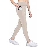 Zaclotre Girls Athletic Leggings with 4 Pockets High Waist Tights Kids Workout Yoga Pants for Running Dance