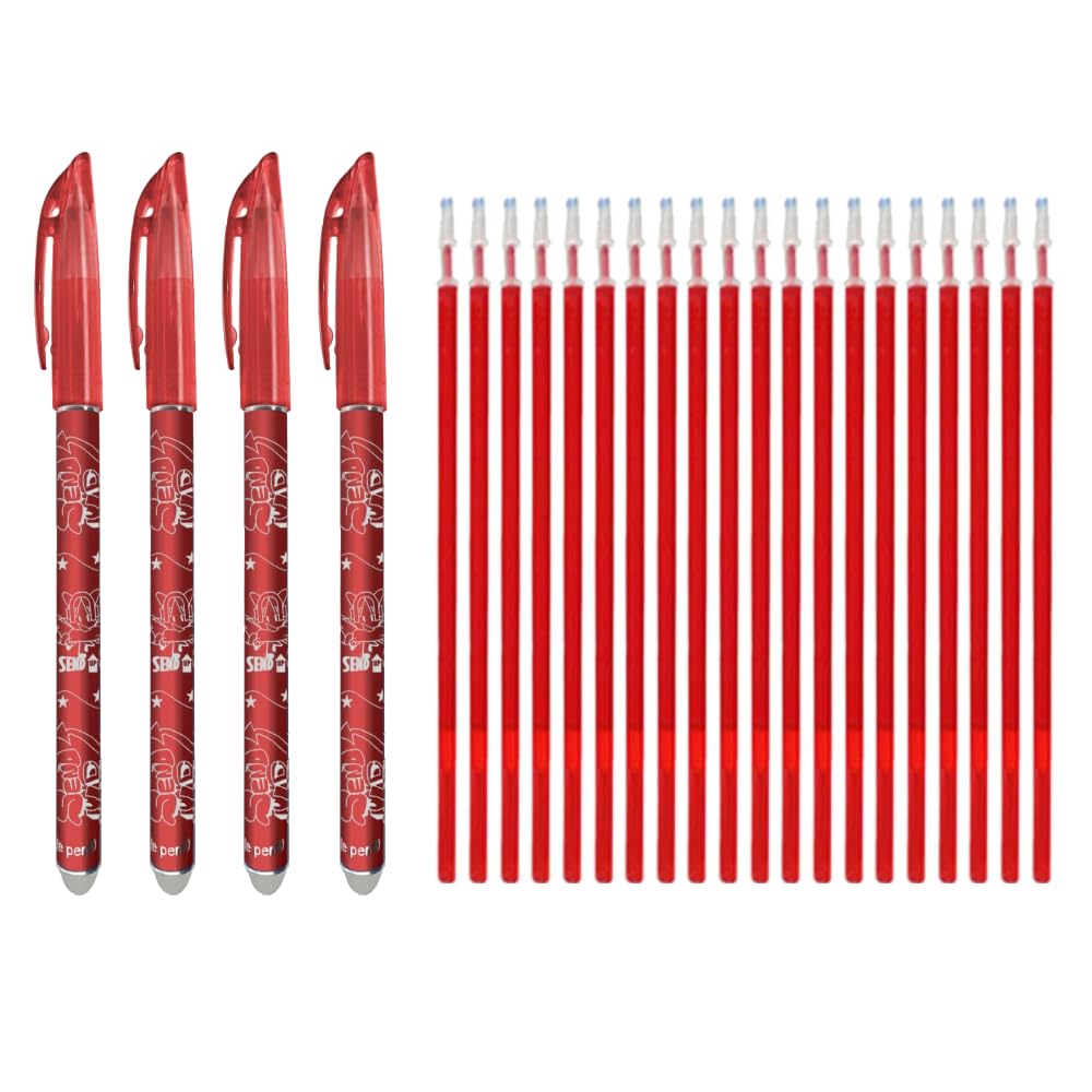 Generico Erasable gel pen 4 RED 20 RED REFILLS TIP 0,5