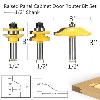 Takefuns 3pcs 1 2 Inch Shank Router Bit Set Two Flutes