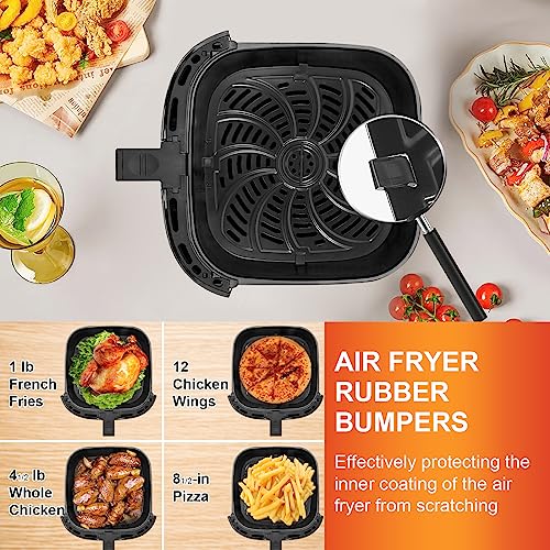 Upgraded Air Fryer Replacement Grill Pan for Chefman 8 QT, Nonstick Air Fryer Plates with Rubber