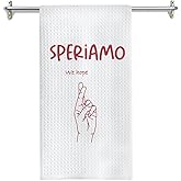 GOOZHO Inspirational Italian Kitchen Towels, Trendy Red Italian Speriamo Hand Gesture Dish Tea Towels for Kitchen Decor, Encouragement Gifts Hand Towels for Bathroom Decor, 16x24 Inches