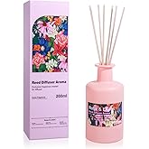 Aeeteek Reed Diffuser Set - Rose & Litchi Essential Oil, 6.8fl oz/200ml Sweet Floral Aroma Scented Oil, Large Capacity Color Bottle, Home Aromatherapy for Bedroom Bathroom Office Shelf Decor