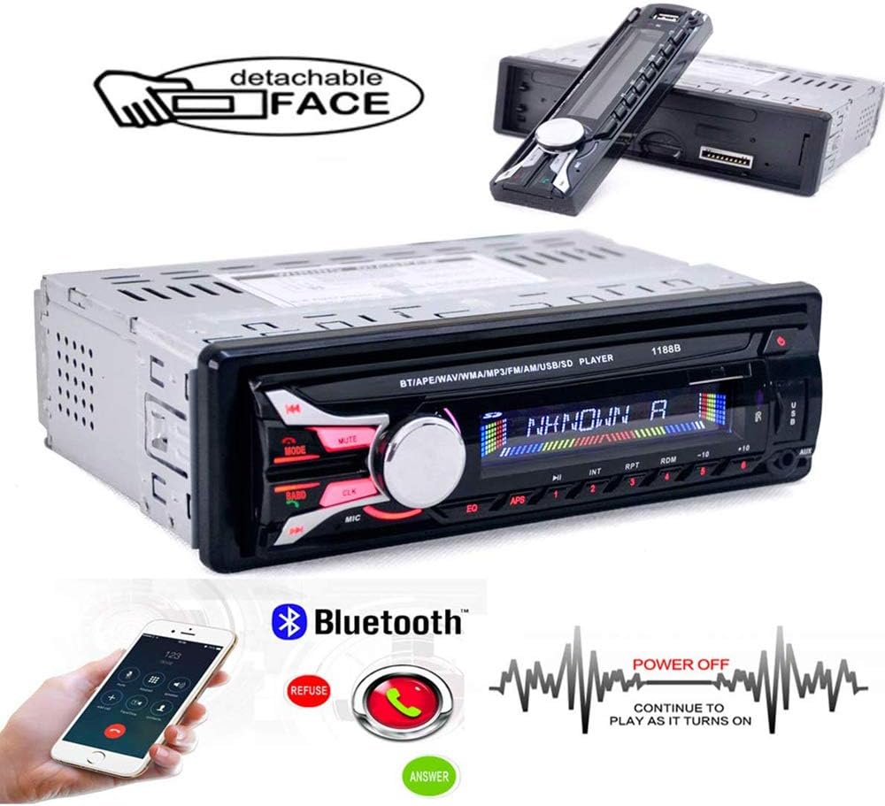 Amazon カーラジオbluetooth取り外し可能なフロントパネル自動オーディオステレオ車mp3プレーヤーaux Usbハンズフリーラジオチューナーリモートコントロール プレーヤー レシーバー 車 バイク