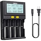 Miboxer Smart Chargeur de batterie avec décharge, universel intelligent 4 emplacements Affichage LCD automatique pour Li-ion 