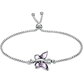 constantlife Crystal Butterfly Cremation Bracelet for Ashes for Women Stainless Steel Pendant Urn Keepsake Adjustable Wristband Bangle Memorial Jewelry Gift