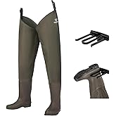 FISHINGSIR Hip Waders for Men &amp; Women Waterproof Hip Boots 2-Ply Nylon/PVC | Lightweight, with Boot Hanger