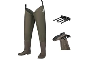 FISHINGSIR Hip Waders, Waterproof Hip Boots for Men & Women, 2-Ply Nylon/PVC Fishing Bootfoot Hip Wader