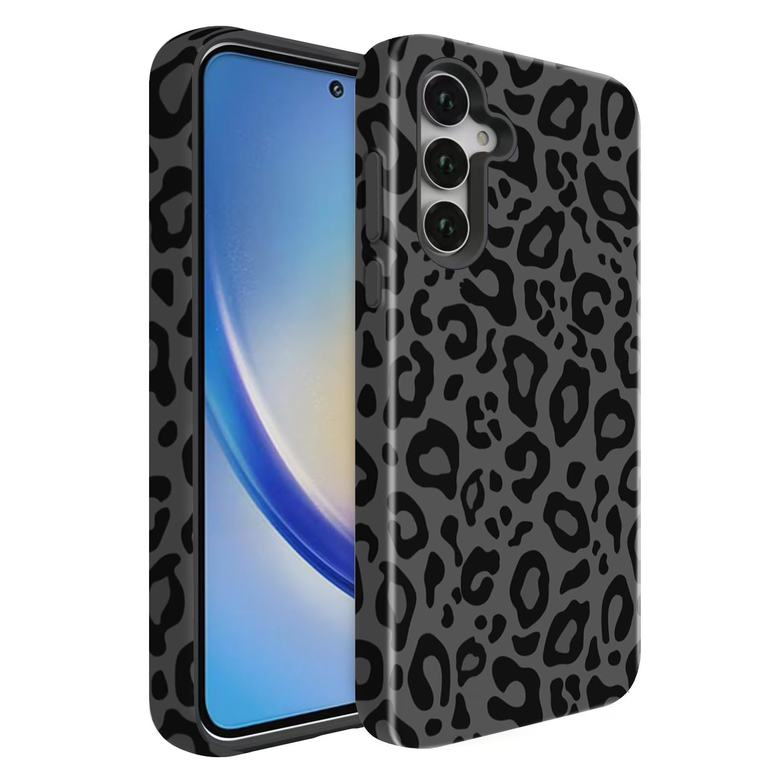 BSMOSPER Compatible for Samsung Galaxy S25 Ultra 5G Case, Dual Layer Heavy Duty 2 in 1 Shockproof Protective Phone Case,Black Cheetah Leopard Print