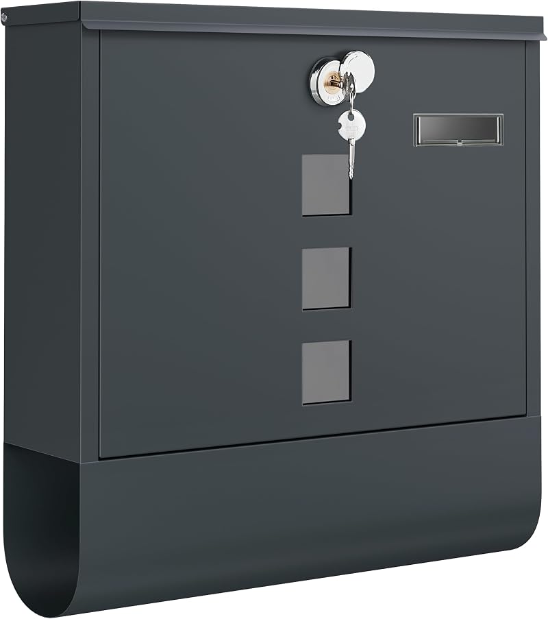SONGMICS GMB120G01 Wall-Mounted Post Box with Lock and Rotating Lid