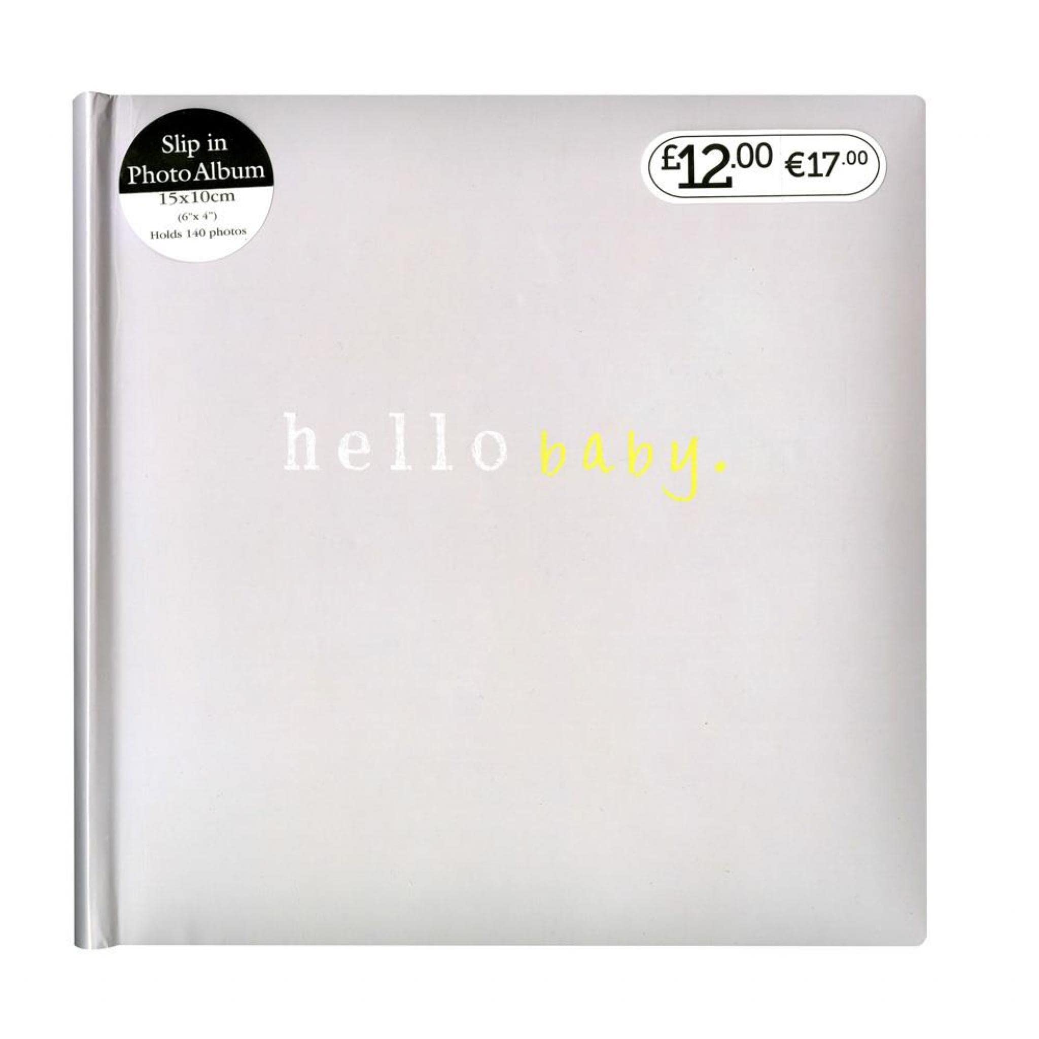 BG Slip in Photo Album 15x10cm Photos - 'hello baby.' slogan Holds 140 Photos
