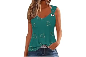 HUNENY Womens Tank Tops Spaghetti Strap Notched Neck Casual Novelty Loose Fit Sleeveless Shirts Funny Graphic Tee Vests