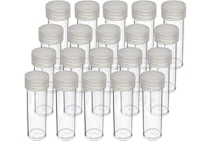 (20) Edgar Marcus Brand Round Clear Plastic (Dime) Size Coin Storage Tube Holders with Screw on Lid